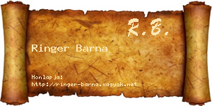 Ringer Barna névjegykártya